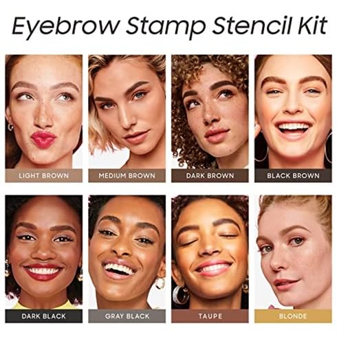 Eyebrow Stamp and Eyebrow Stencil Kit, Eye Brow Stencil Kit for Beginners 24 Reusable and Washable Eyebrow Shaping Kit, Brow Stencil and Stamp Kit Smudge-Proof & Long-Lasting (Dark Brown)