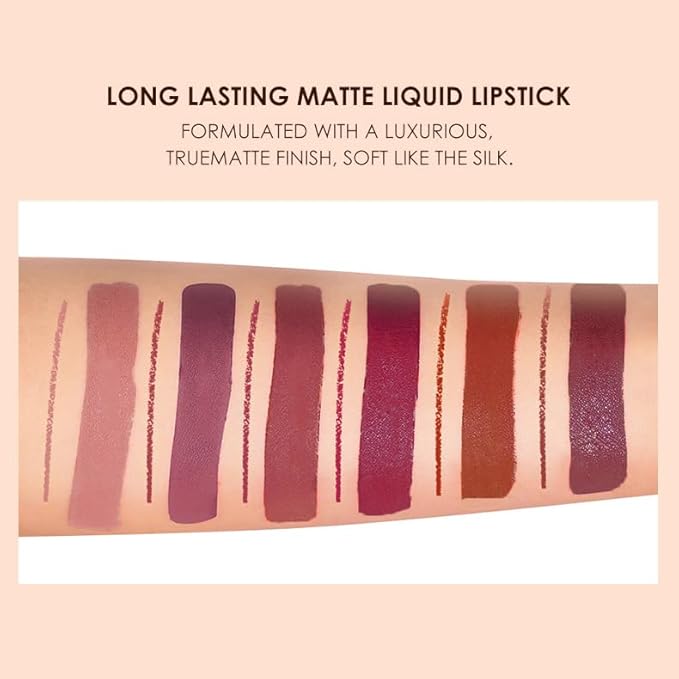 BONNIE CHOICE 12Pcs Matte Liquid Lipstick + Lip Liner Pens Set, 6 Matte Lipstick With 6 Matching Smooth Lipliner Waterproof Long Lasting 24 Hour Lip Gloss Makeup Christmas Day Gifts for Women