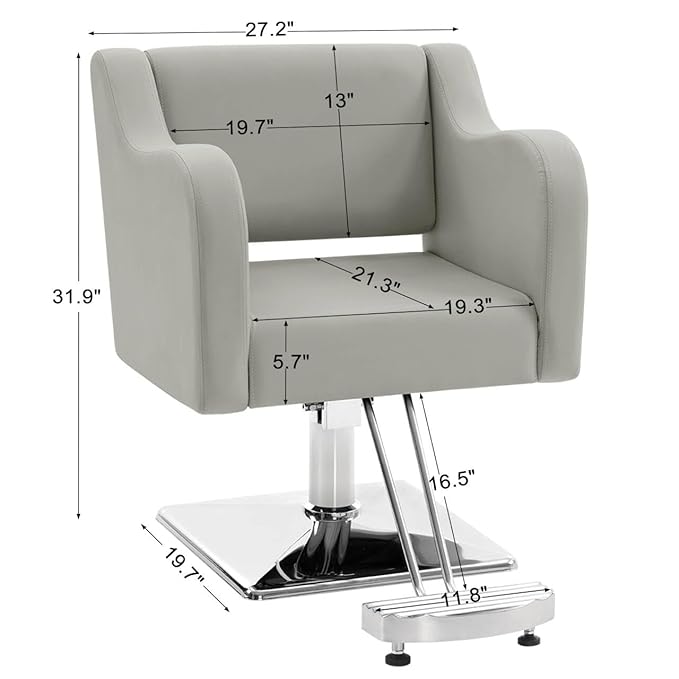 BarberPub Classic Salon Chair for Hair Stylist,Hydraulic Barber Styling Chair,Beauty Salon Spa Equipment 3802 (Grey)