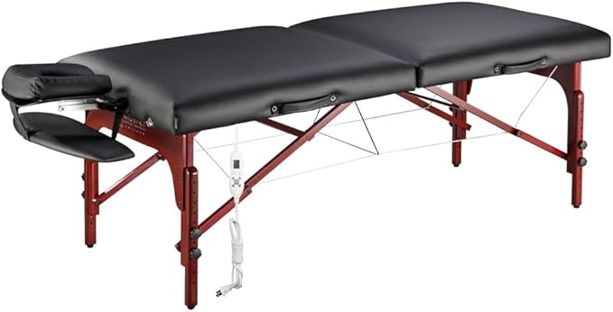 31" Montclair ThermaTopTM Master Massage Portable Massage Table with Memory Foam, Reiki Panels, & Shiatsu Cables(Black& Mahogany) Esthetician Bed- Lash Table