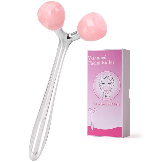 Face Roller for Wrinkles and Lifting, 3D Pure Jade Roller Diamond-Shaped for Women Men Skin Care Guasha Scraping Facial Massager Tool for Jawline V- Shape & Puffy Eyes & Lymphatic Drainage