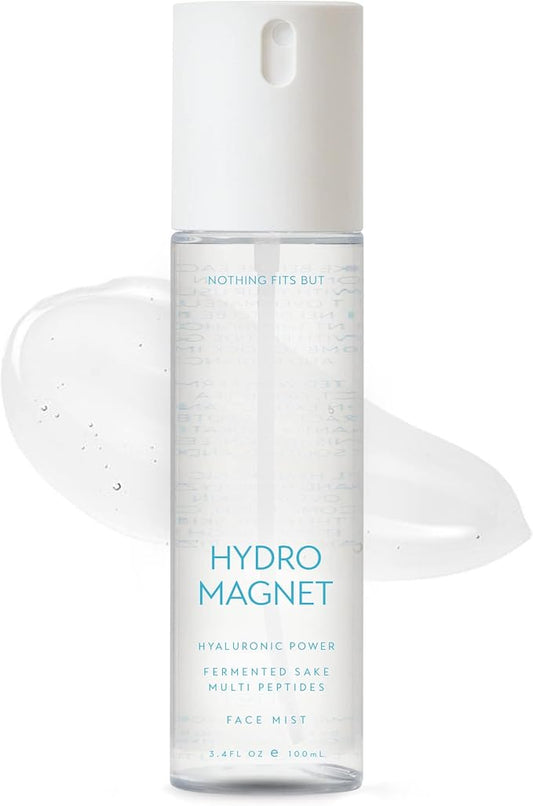 NOTHING FITS BUT Hydro Magnet Facial Mist, Hydrating Toner with Hyaluronic Acid, Fermented Sake & Multi Peptides (3.4 Fl Oz/ 100 ml)