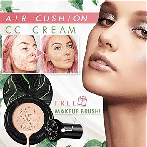 Mushroom Head Air Cushion CC Foundation, Moisturizing BB Cream, Long Lasting Matte Concealer, Face Makeup (Ivory)