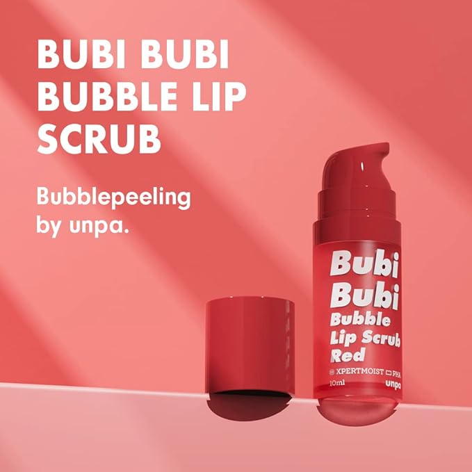 UNPA Bubi Bubi Bubble Lip Scrub Red 0.33 Fl Oz| Lip Bubble Moisturizer & Lip Scrubber | Lip Care Products for Lip Repair & Lip Lightening | Lip Scrubs Exfoliator & Moisturizer | Korean Lip Moisturizer