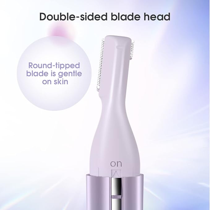 TOUCHBeauty Eyebrow Hair Trimmer for Women, Painless Precision Eyebrow Shaper, Pen-Shaped Hair Remover Razor for Face Chin Neck, Upper-Lip, Peach-Fuzz Mini Sized Battery-Operated Purple Color 1658A