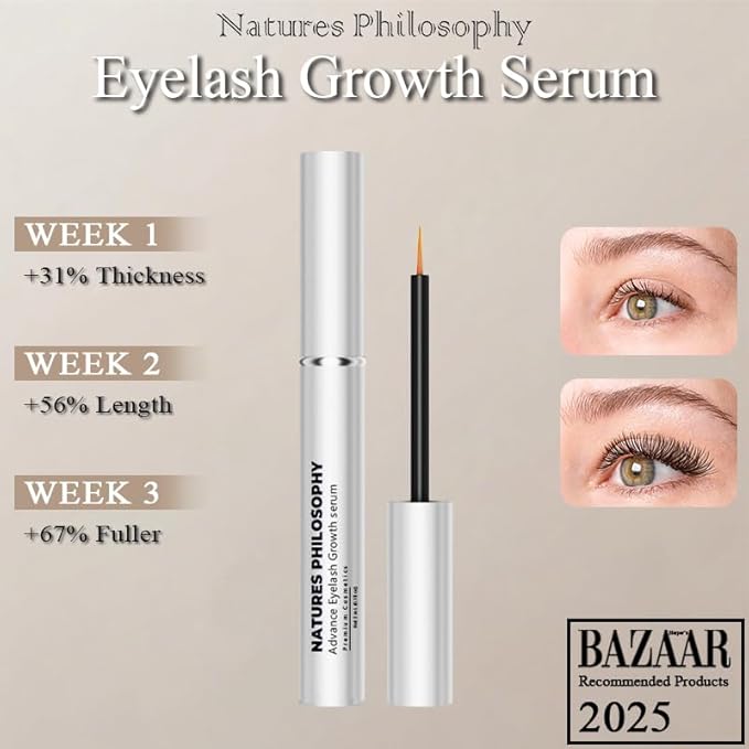 NP NATURES PHILOSOPHY Lash Brow Growth Serum, Prostaglandin-Free Eyelash Liquid for Thicker Longer Fuller Natural Lashes, Peptide Eyelash Eyebrow Enhancing Serum - Sérum De Pestañas Crecimiento 3ml