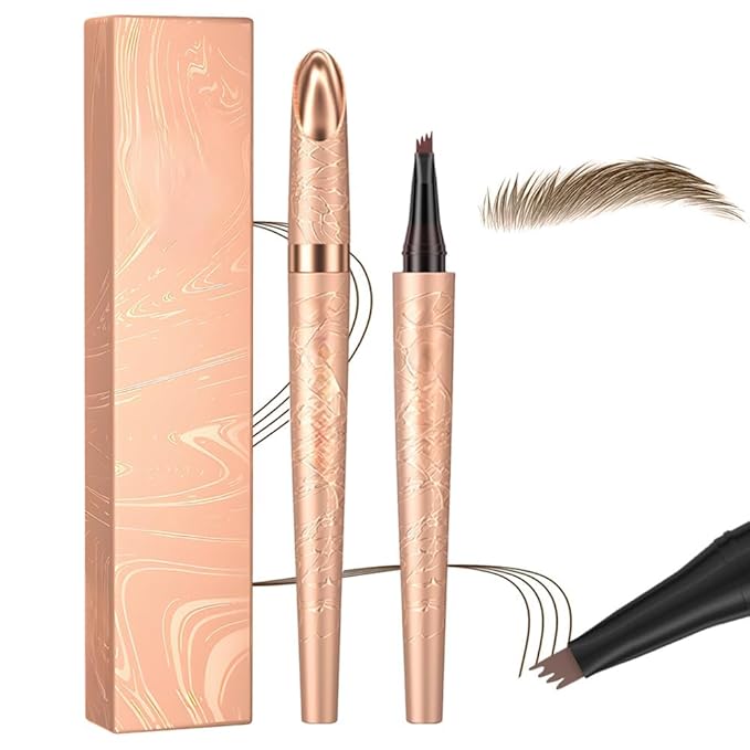 Microblading Eyebrow Pencil, 2025 New Waterproof Eyebrow Pencil, Premium Microblading Eyebrow Pen with 4 Tip, Long-Lasting Natural Magic Eyebrow Makeup Fine Stroke Eye Brow Pen for Women (Light Brown)
