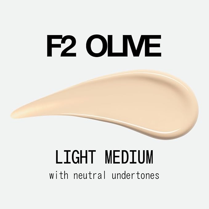 about-face THE PERFORMER Skin-Focused Foundation F2Olive – Medium Coverage, Long-Wear, Breathable & Buildable Base – Clean, Vegan, Hydrating Formula with Blue Agave & Chlorella – 1.08oz