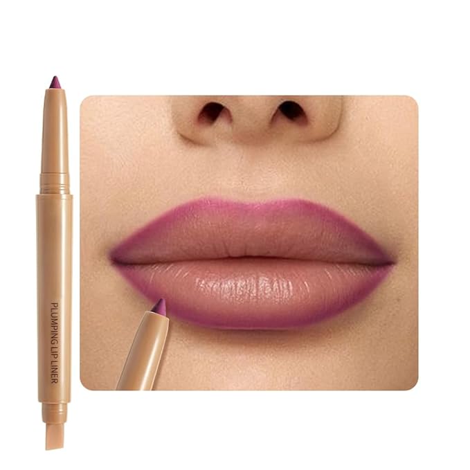 Medium Violet Red Matte Lip Liner Pencil, Plump Lip Liners Long-Lasting Creamy Formula, With Silicone Smudger for Define Contours & Sculpting Lip, Waterproof Non-Staining Crayon Lip Liner 03#