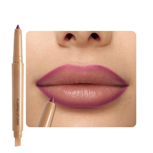 Medium Violet Red Matte Lip Liner Pencil, Plump Lip Liners Long-Lasting Creamy Formula, With Silicone Smudger for Define Contours & Sculpting Lip, Waterproof Non-Staining Crayon Lip Liner 03#