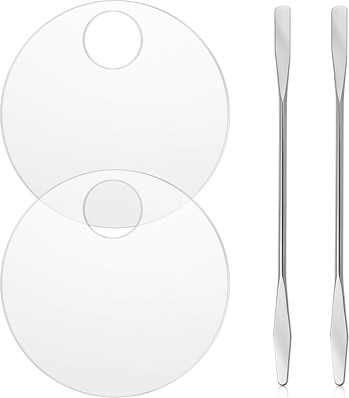 2PCS Makeup Mixing Palette with 2PCS Metal Spatula,