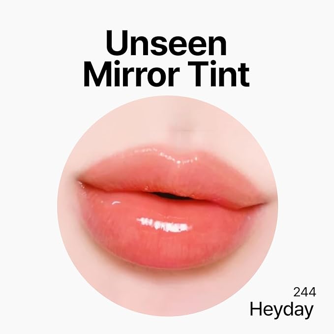 Unseen Mirror Lip Tint, High-Gloss, Non-Sticky, Long-Lasting Stain, Blendablem, Clear Shades 3.5g (Heyday, 1 OZ)