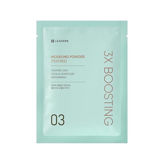 LEADERS 3X Boosting Modeling Mask | 3-Step Korean Skincare with Tea Tree Set of 1 | Soothing, Hydrating & Comforting for Irritated & Heated Skin | Cools & Relieve Skin Sensitivity (Teatree)