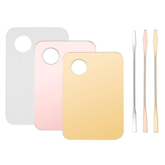 6 Pcs Acrylic Cosmetic Makeup Palette Tray Foundation Spatula Makeup Mixing Palette Apply for Foundation Eye Shadow Lipsticks Nail Art Beauty Salon