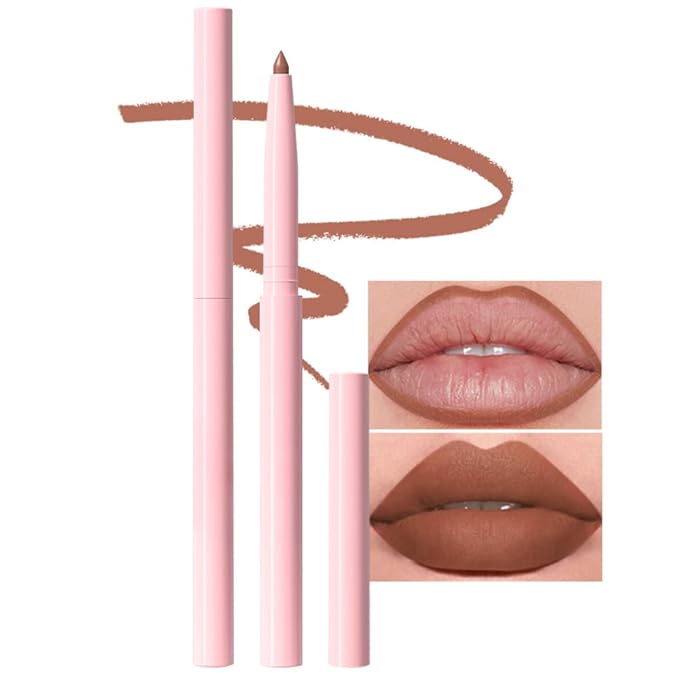 Silky Smooth Retractable Matte Lip Liner Pencil, Light Orange Lip Liner Long-Lasting Creamy Formula for Shaping & Sculpting Lips, Matte Velvet Pigmented Lip Liner Crayon Lipstick 04#