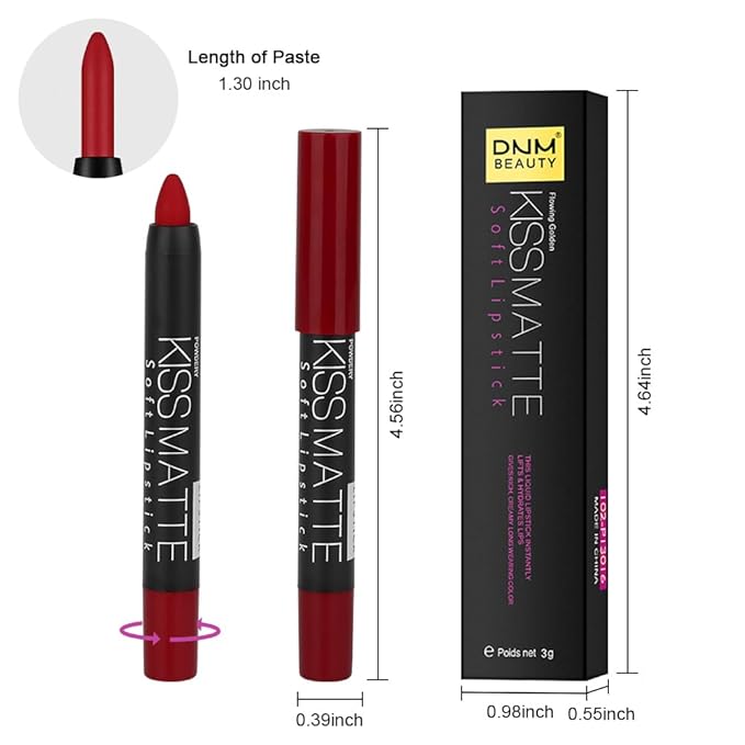 evpct 1Pcs Deep Dark Red Matte Lipstick and Lip Crayon Liner Pencil Pen Set for Women Lip Stain Long Lasting Waterproof labiales mate magicos 24 horas originales pintalabios permanente 24 horas 18