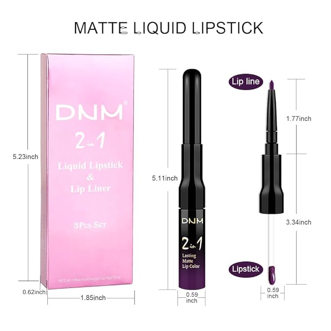 evpct 3Pcs Dark Black Green Purple Matte Lip Liner and Liquid Lipstick Lip Stain Sets for Women Long Lasting Waterproof, 24 Hours Goth Lipstick labiales matte mate larga duracion listip 24 hours, 19#