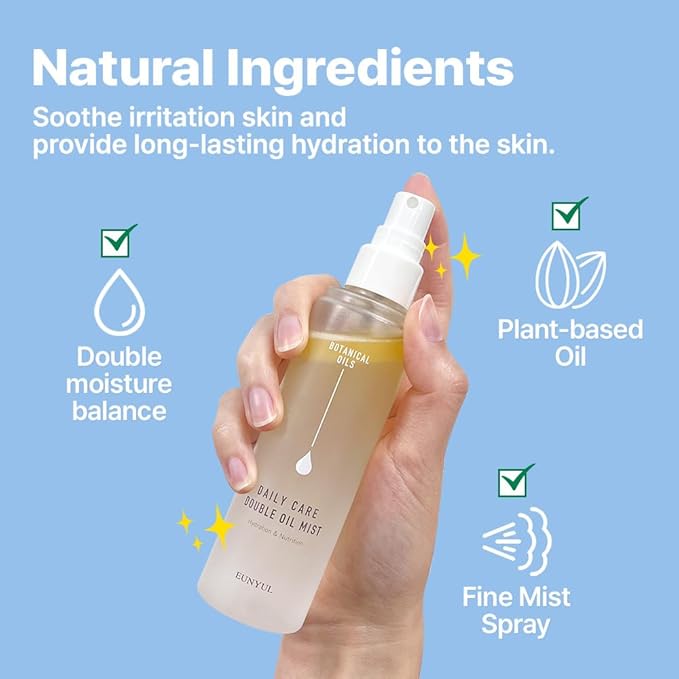 EUNYUL Daily Care Double Oil Mist 3.38 fl. oz Korean Skincare Face Mist for Deep Hydrating