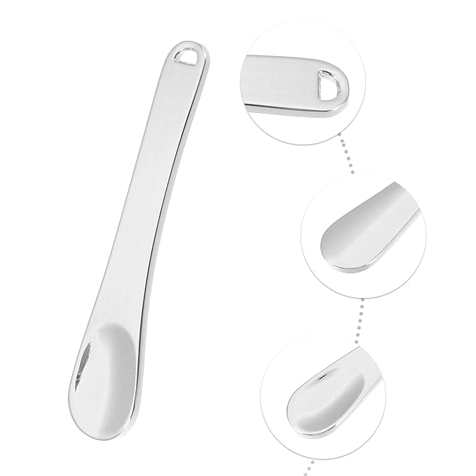 VOCOSTE 4 Pcs Makeup Spatula Mini Spoon, Eye Cream Massage Sticks Beauty Scoop, for Facial Cosmetic Face Cream, Zinc Alloy 2.32"x0.46", Silver Tone