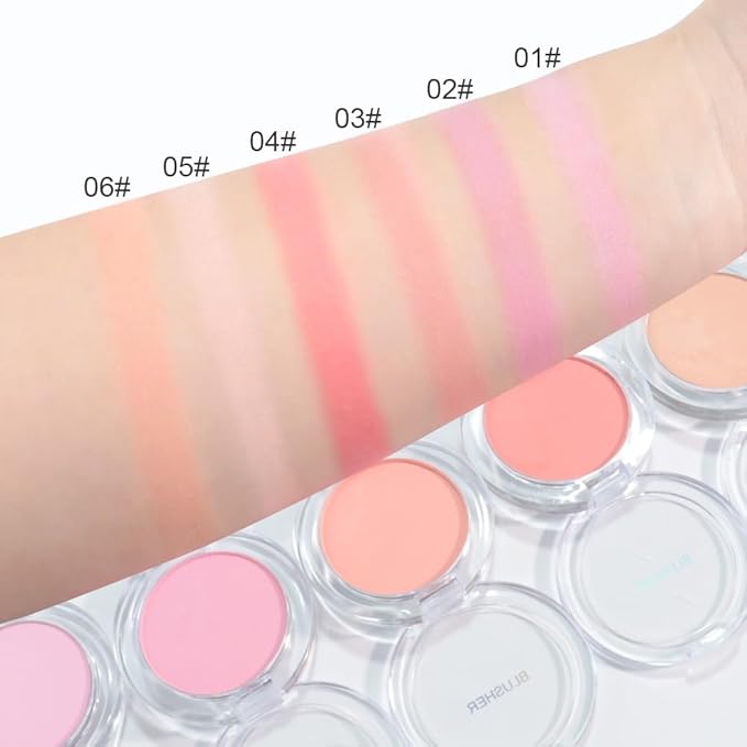 Blush for Cheeks Makeup Palette, Natural Matte Cream Powder Single Blushes for Eye and Cheek, Buildable Long-Lasting Color, Vegan & Cruelty-Free, Everyday Makeup Look for Women, #02-Rose Pink