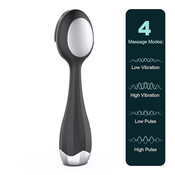 Perry Ellis 4-Speed Facial Cleansing Brush for Men, Silicone Face Scrubber with Dedicated Cooling Plate and Ergonomic Handle, IPX6-Waterproof Face Washer, 5-Hour Battery Life, USB Rechargeable