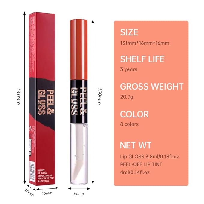 Coral Orange Peel Off Lip Gloss Masque,Lip Stain Peel Off Tattoo-Peel Off Lip Tint and Lip Oil 2-in-1 Long Lasting Waterproof Transfer-proof Lip Mask Lip Gloss Peel Off Lip Liner,for All SkinType 01#