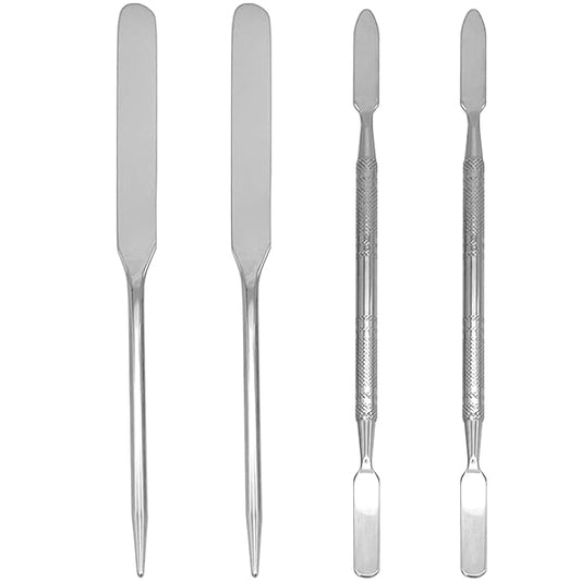 Foundation Spatula Stainless Steel Makeup Mixing Tool Cosmetic Metal Mixer Tool for Professional Color Nail Art Lab Pigment Blending Stick Silver