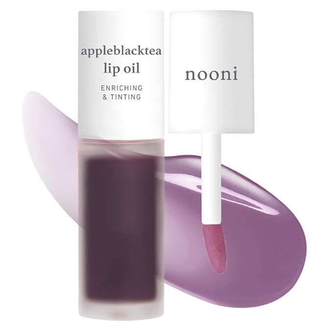 NOONI Korean Lip Oil - Appleblacktea | Long-Lasting, Moisturizing, Plumping, Revitalizing for Dry Lips, Waterproof, No Peel Off, Hydrating, Stocking Stuffers, Teen Girl Gifts, 0.12 FL Oz