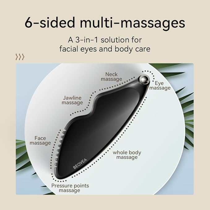 Gua Sha Facial Tools - Guasha Tool for Face and Body, Premium Metal Scraping Massage Tool for Lymphatic Drainage, Skin Rejuvenation, and Relaxation