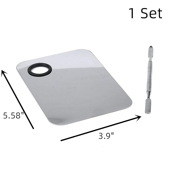 Stainless Steel Ring Beauty Palette, Square Palette, Silver,