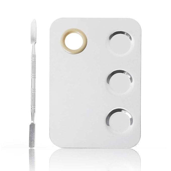 Makeup Mixing Palette, 6x4inch Stainless Steel Makeup Palette