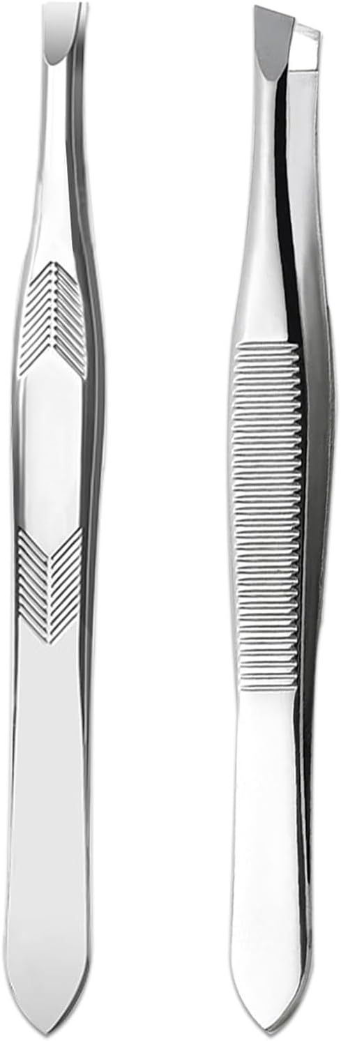 2Pcs Stainless Steel Tweezers for Women Facial Hair