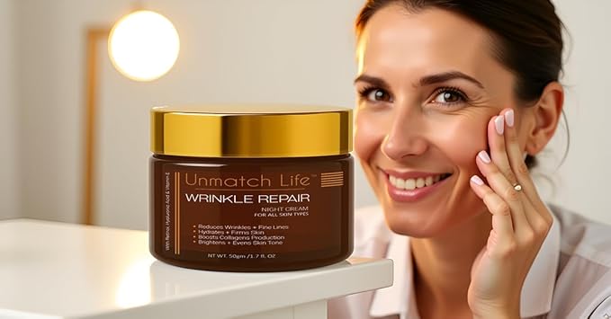 Retinol Anti-Aging Night Cream – Wrinkle Repair Moisturizer with Hyaluronic Acid, Collagen & Peptides – Firming & Hydrating Face Cream for Women & Men – All Skin Types