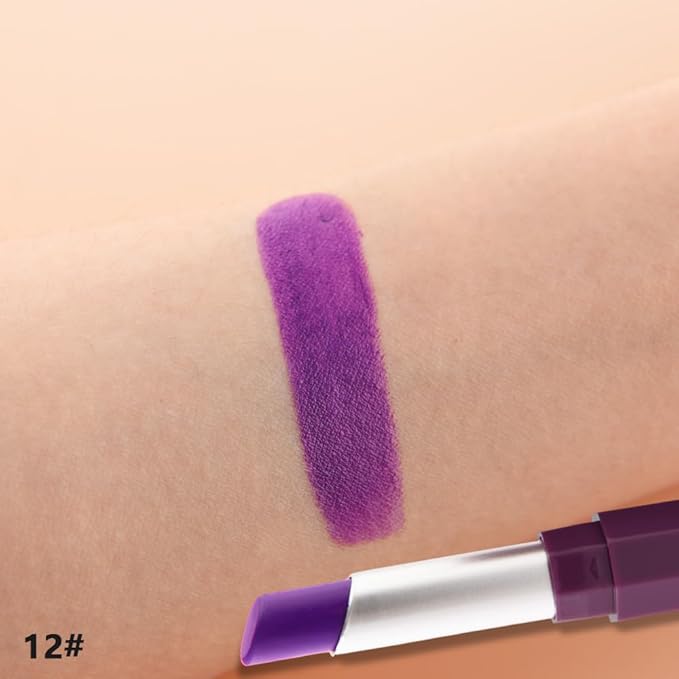 Violet Purple Matte Lipstick for Women - Pigmented Lip Crayon & Face Paint Stick Makeup for Everyday Halloween Birthday Party Wear, Younger-Looking Lip Makeup, Lápiz labial morado para mujer 12