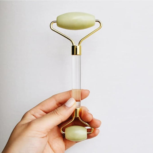 Mei Apothecary Jade Stone Face Roller - Facial Massager Tool for Radiant Skin, Authentic Xiuyan Jade Roller for Eyes