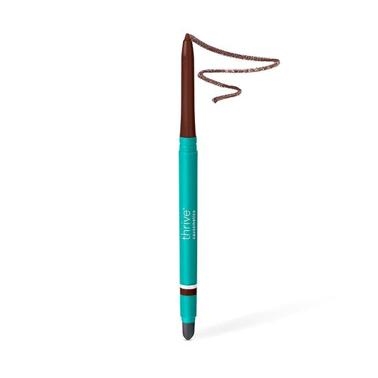 Thrive Causemetics Infinity Waterproof Eyeliner Pencil, Built In Sharpener & Smudge Tip, Long Lasting, Smudge Proof, Hyaluronic Acid & Shea Butter, Vegan, Cruelty Free, Nalie (Chocolate Brown Shimmer)