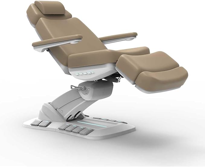 Massage Tools - Professional Spa and Facial Chair with 240° Rotation, LED Lighting, Memory Settings, and Adjustable Headrest - Premium Service Bed and Spa Chair for Salon and Facials - Sand