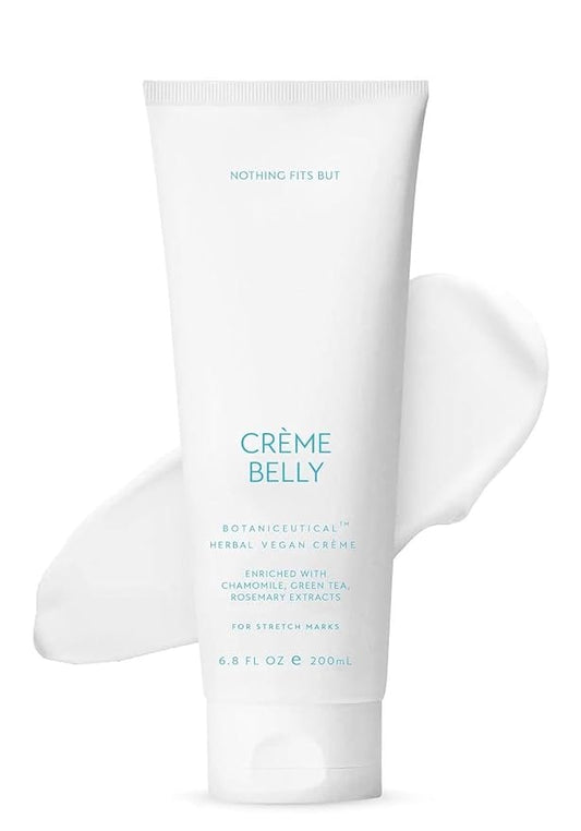 NOTHING FITS BUT Crème Belly Botaniceutical Maternity Herbal Vegan Cream for Stretch Marks Cream for Pregnancy with Rosemary, Green Tea and Chamomile Extracts (6.8 fl oz / 200ml)