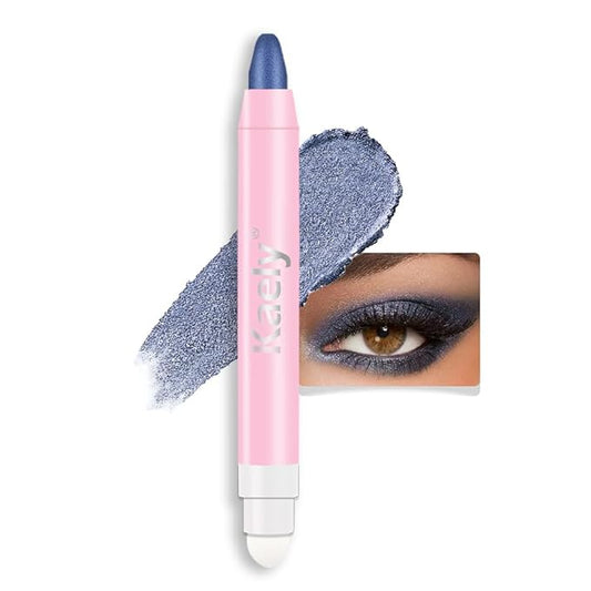 Kaely 2in1 Cream Eye Shadow Brightener Sticks for Eyes, Pencil Eyeshadow Applicator Stick Waterproof Pigmented, Eye Shadow Palette Highlighter Makeup, sombras para ojos, 31 Midnight Blue Shimmer