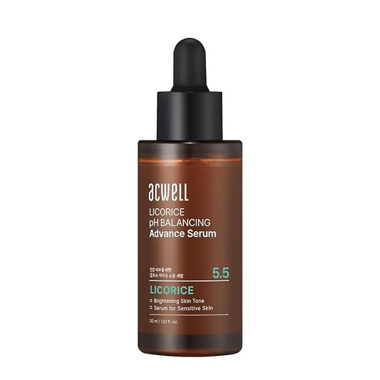 ACWELL Licorice pH Balancing Advanced Facial Serum Ampoule 1.01 fl.oz. - Radiance and Dark Spot care Face Serum for Dull Skin, Reduces Acne and Blemishes, Minimizes Fine Lines, Healthy Glow Skin