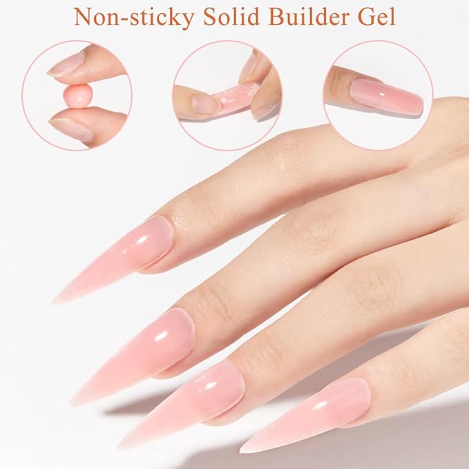 MIZHSE Solid Builder Gel for Nails, Nude Pink Non-Sticky Sculpting Gel, 3D Nail Art Building Carving Modeling Hard Nail Extension Soak Off UV/LED Nail Art Salon Home DIY 15g