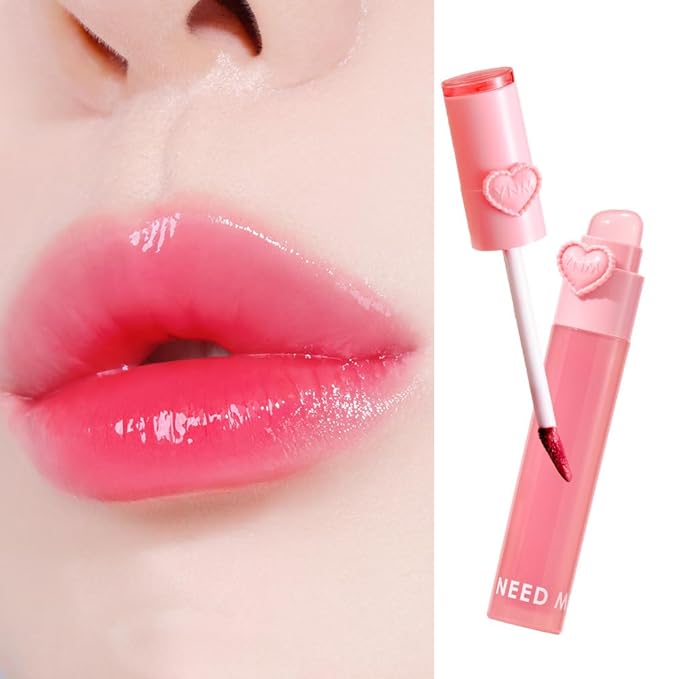 YNM Heart Jelling Tint, CHERRY JELLING, Silicone Lip Brush Included, K-Beauty, Non-Sticky, Moisturizing, Smudge-Proof, Korean Lip Tint, Long-Lasting, Vivid Color, 0.09 oz