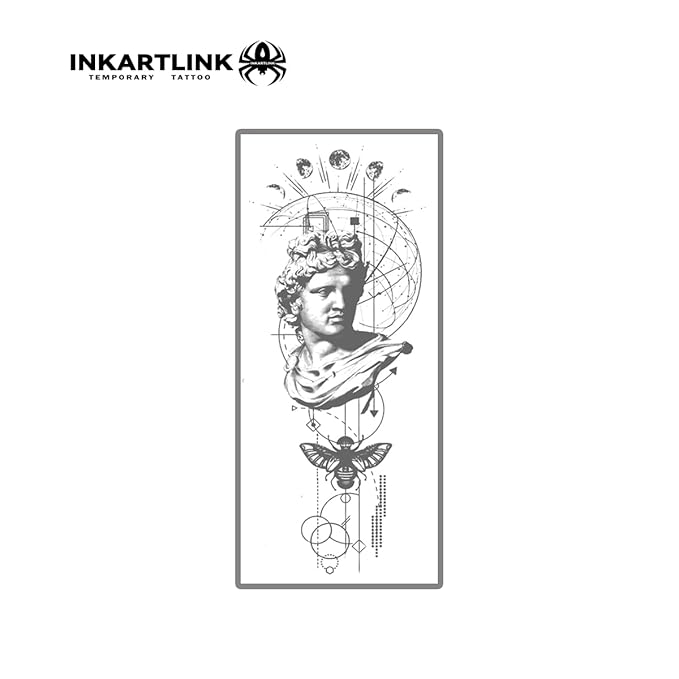 INKARTLINK semi-permanent tattoos, party tattoos for men's arms, offer exquisite and realistic designs that are waterproof and glare-proof. (Greek geometric creative tattoo 3）