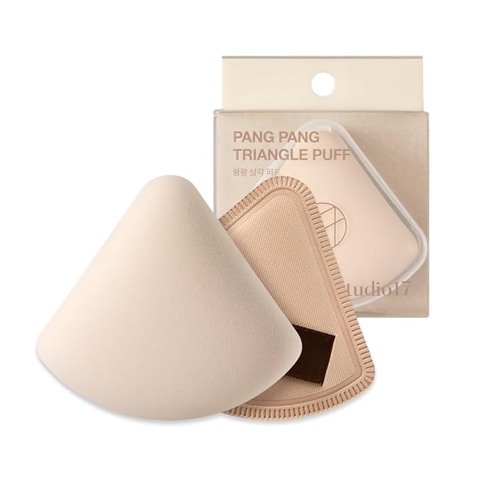 Pang Pang Triangle Makeup Powder Puff 1 Pc | Latex Big Makeup Sponge for Foundation | Fluffy Cushion Puff with Narrow Tip | Korean Makeup Puff for Foundation and Powder | 2.2In Diamater