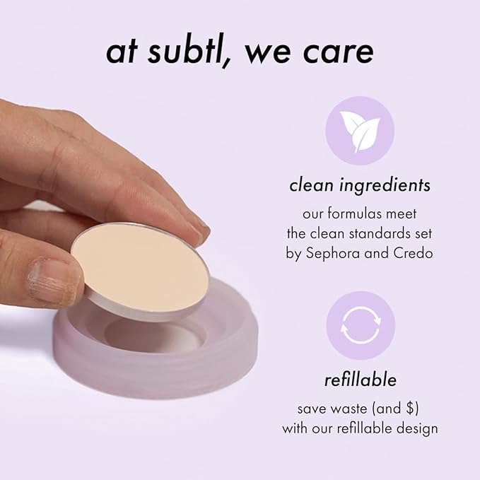 Subtl Beauty 3-in-1 travel makeup kit by subtl staks | powder blush, bronzer, and highlighter | includes mirror lid and mini brush | for fair-light skin tones