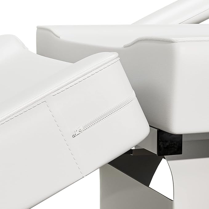 SyyBhb White Fully Electric Spa Bed Tattoo Chair Facial Table 3 Motor with Storage Pocket, 21''-28" Height Backrest Footrest Electric Adjustable, 3-Section Folding