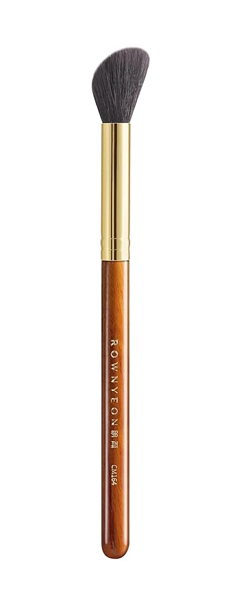 Desert Oak Series Angled Blush Brush - Soft Goat Hair Bristles for Powder/Cream Blush & Bronzer, Ergonomic Ebana Handle & Brass Ferrule, Beginner to Pro (CM 164)
