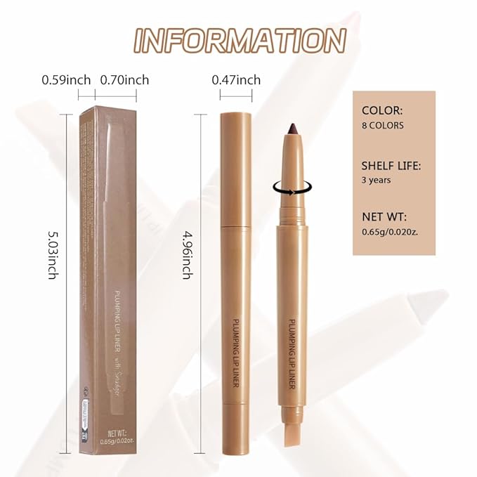 Maroon Matte Lip Liner Pencil, Plump Lip Liners Long-Lasting Creamy Formula, With Silicone Smudger for Define Contours & Sculpting Lip, Waterproof Non-Staining Crayon Lip Liner 08#