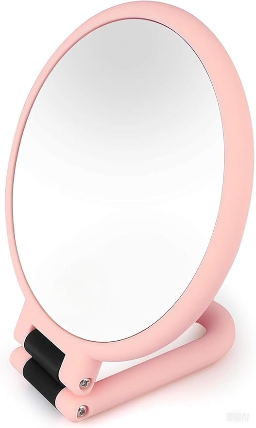 1X 5X Handheld Mirror with Handle for Travel， Magnifying Mirror, Magnification, Rotation Adjustable Handle, Double Sided Folding, Mirror for Women for Eyes Makeup Travel Table Desk Shaving