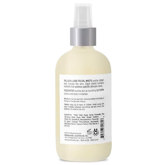 VALJEAN LABS Face Mist - Calm | Rosewater + Glycerine | Calms, Moisturizes, Soothes | Helps to Even Complexion | Paraben Free, Cruelty Free, Made in USA (8 oz)